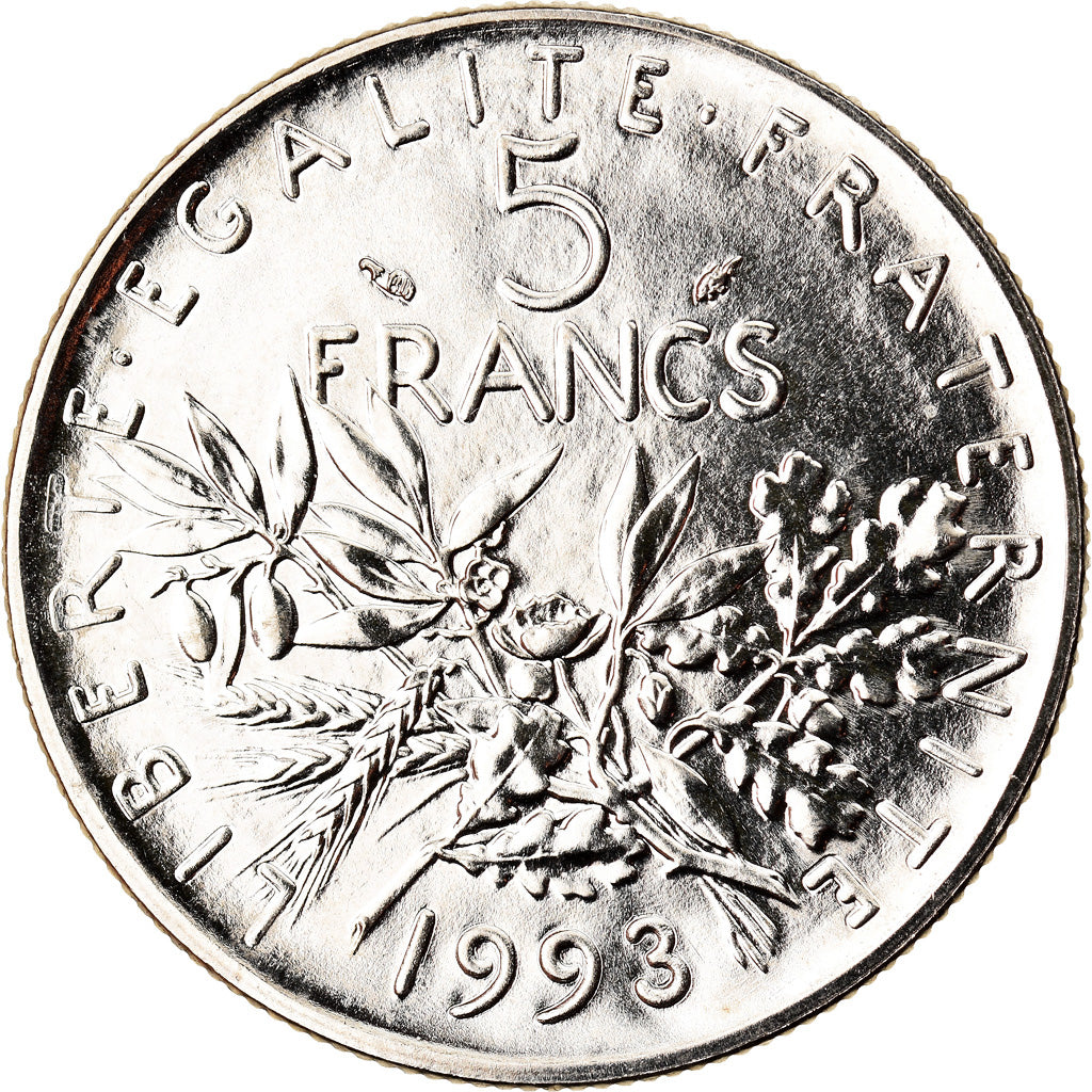 Coin, France, 5 Francs, 1993, BU, MS(65-70), Nickel, Gadoury:771