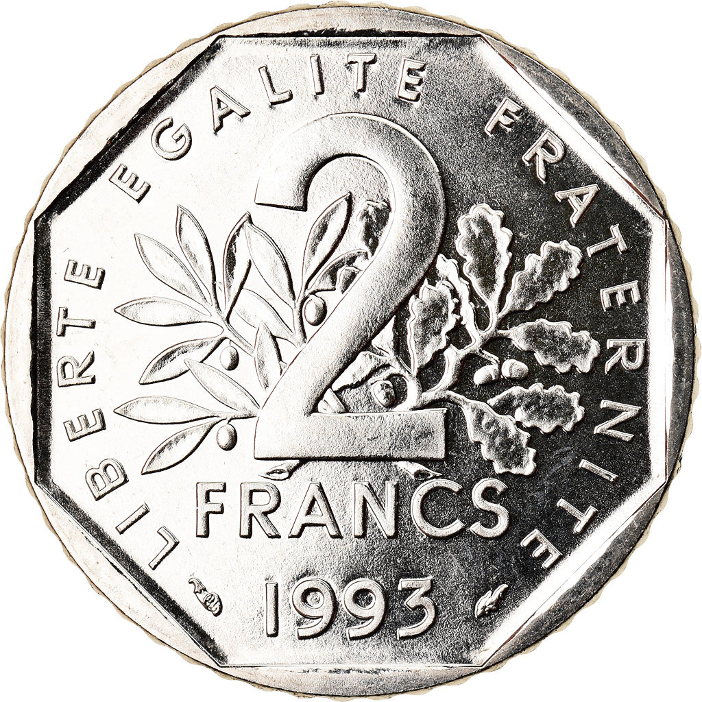 Münze, Frankreich, Semeuse, 2 Francs, 1993, Paris, BU, STGL, Nickel, KM:942.2