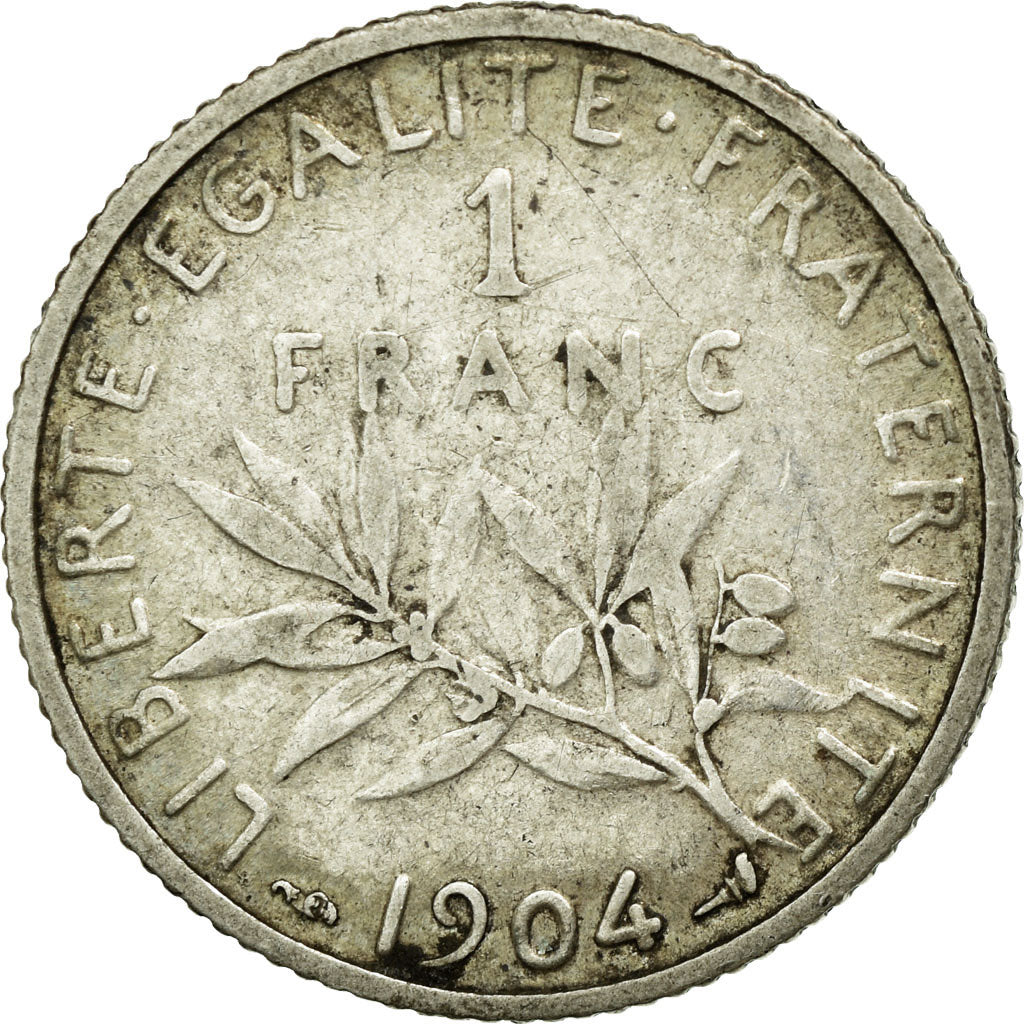 Monnaie, France, Semeuse, Franc, 1904, Paris, TB+, Argent, KM:844.1, Gadoury:467