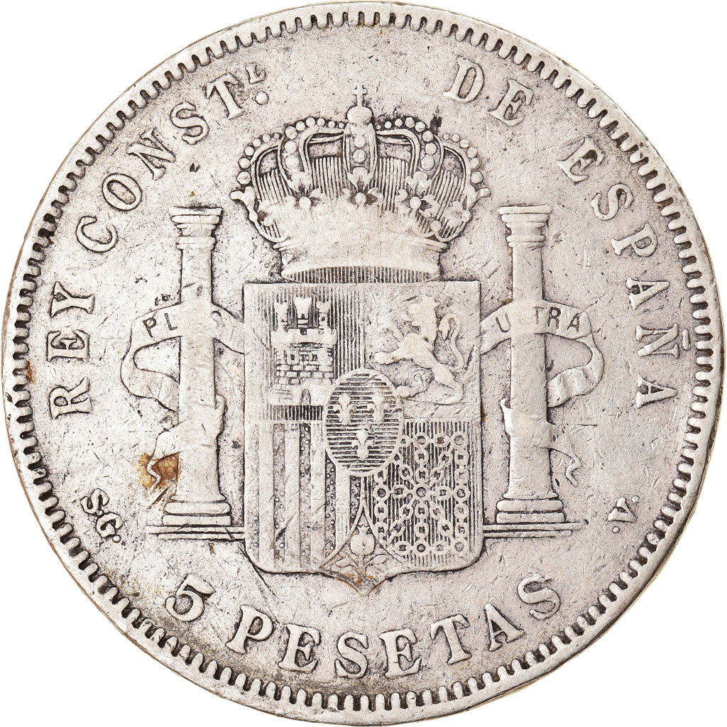 Moneta, Spagna, Alfonso XIII, 5 Pesetas, 1898, Madrid, MB, Argento, KM:707