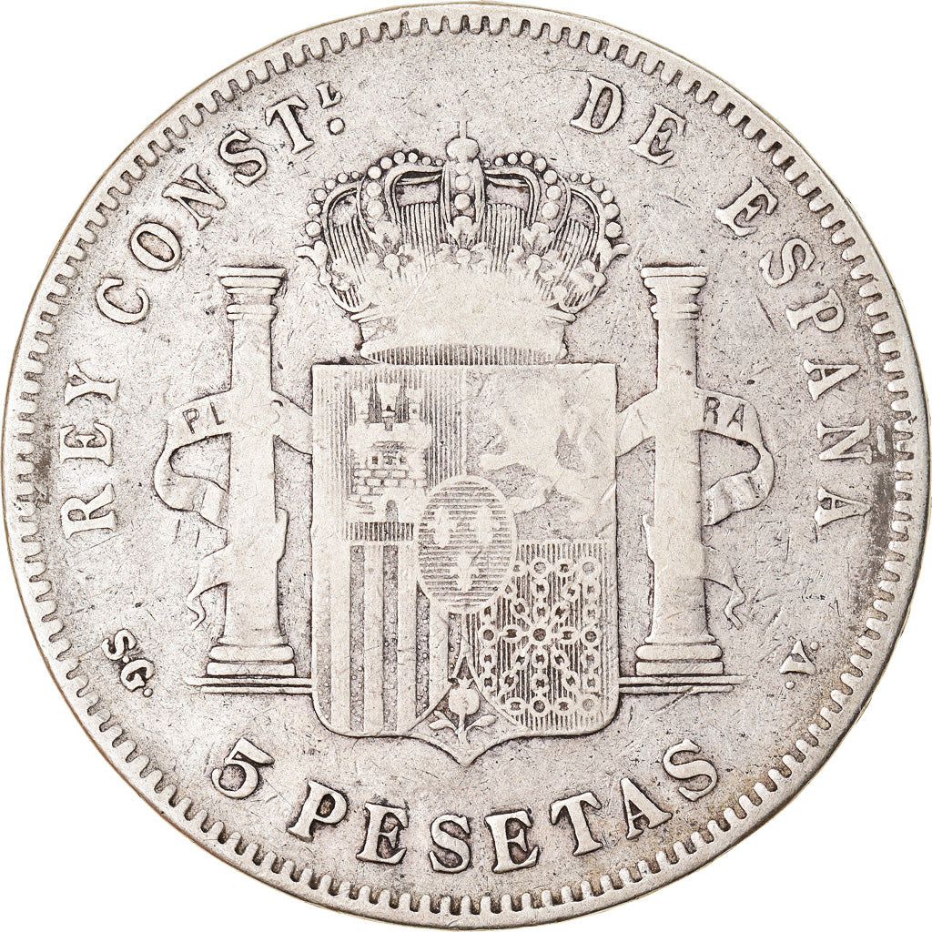 Münze, Spanien, Alfonso XIII, 5 Pesetas, 1898, Madrid, S+, Silber, KM:707