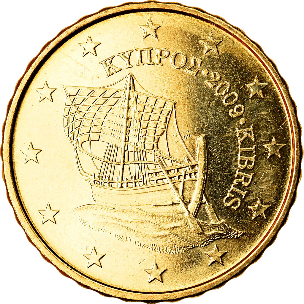 Cypr, 10 Euro Cent, 2009, MS(63), Mosiądz, KM:81