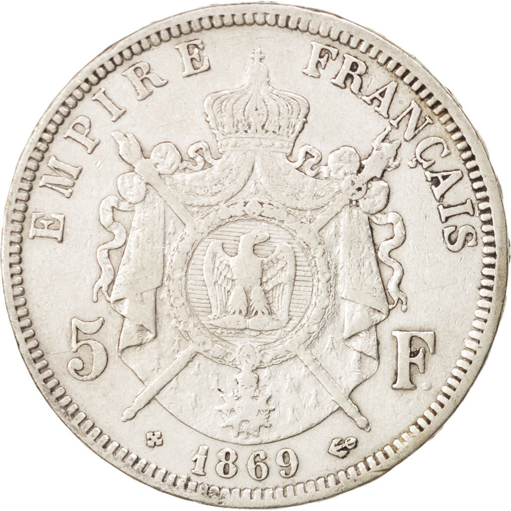 Coin, France, Napoléon III, 5 Francs, 1869, Strasbourg, EF(40-45), Silver