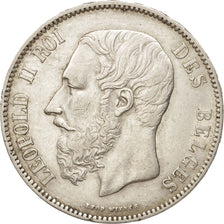 Belgium, Leopold II, 5 Francs, 5 Frank, 1872, AU(50-53), Silver, KM:24