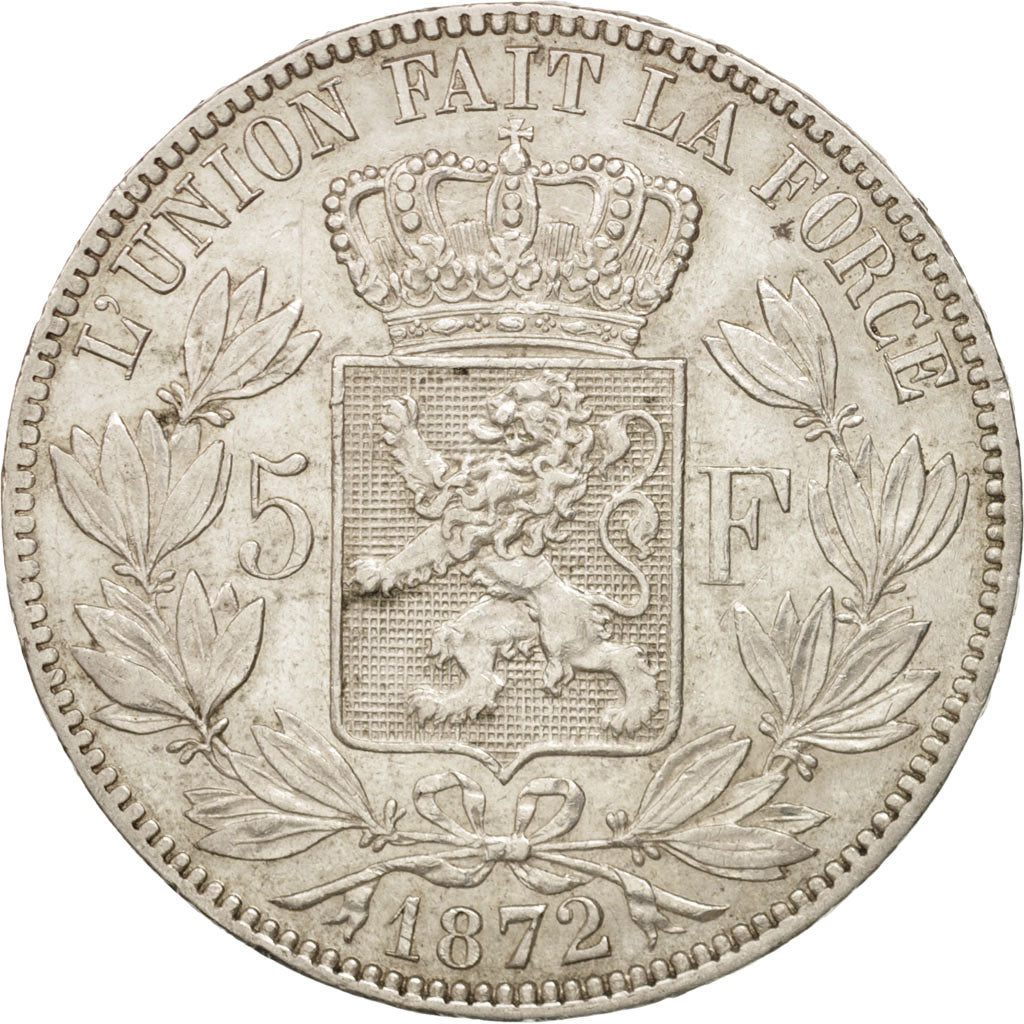Belgium, Leopold II, 5 Francs, 5 Frank, 1872, AU(50-53), Silver, KM:24