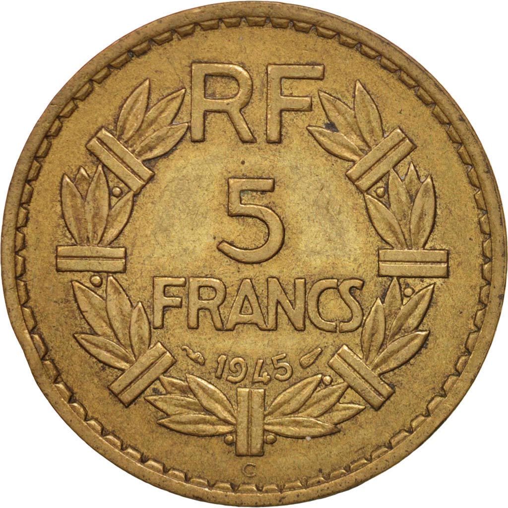 France,Lavrillier,5 Francs,1945,Castelsarrasin,EF(40-45),KM 888a.3,Gadoury 761a