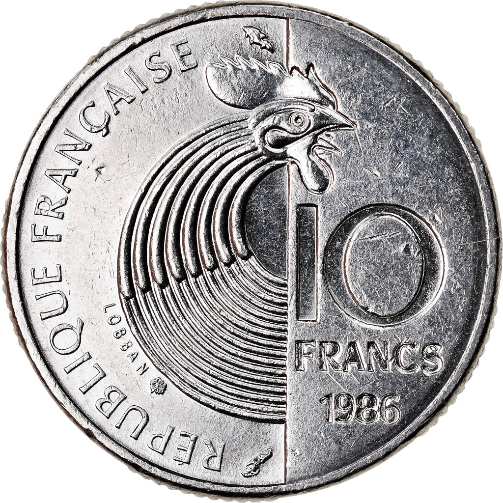 Moneta, Francja, Schumann, 10 Francs, 1986, EF(40-45), Nikiel, KM:958