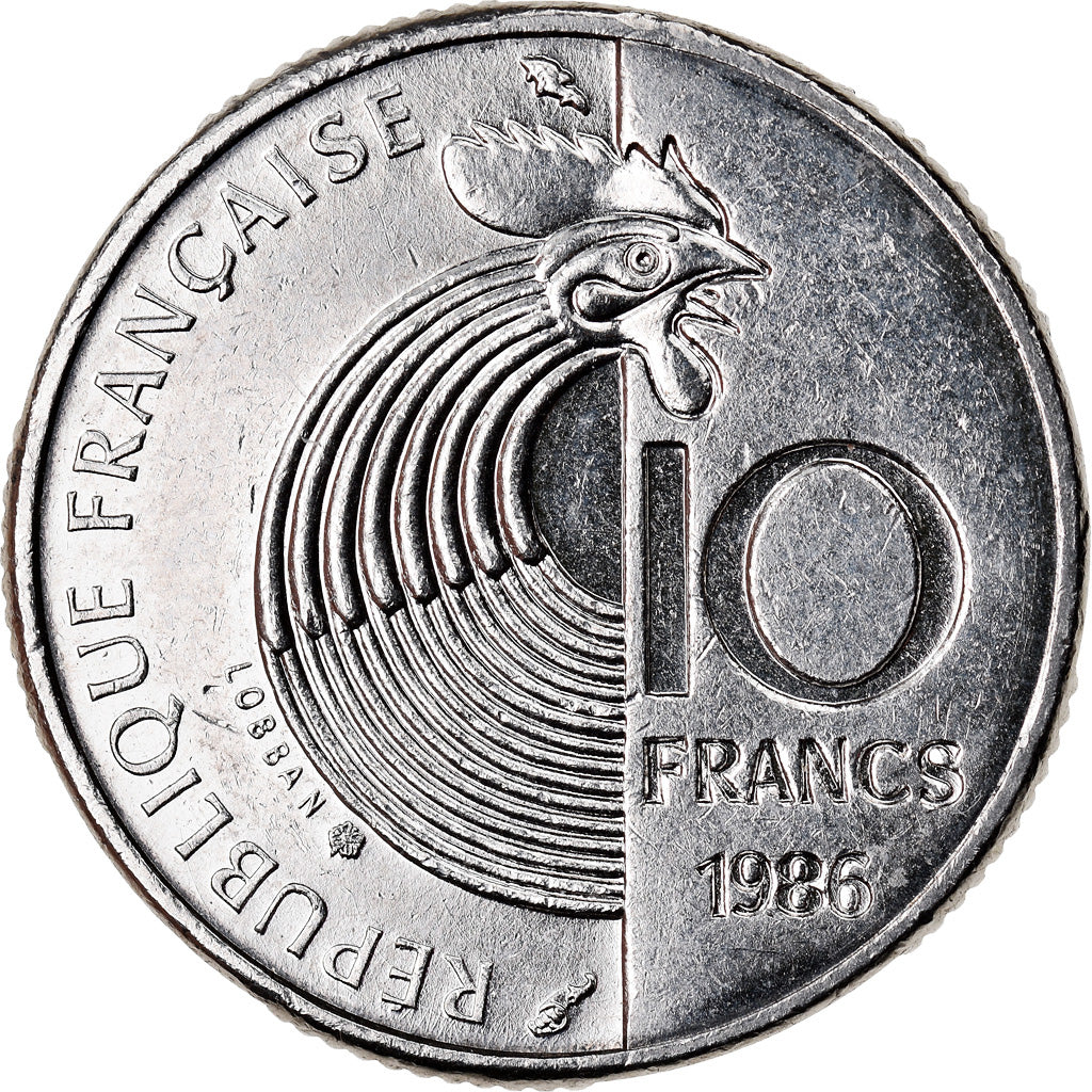 Munten, Frankrijk, Schumann, 10 Francs, 1986, ZF, Nickel, KM:958, Gadoury:825