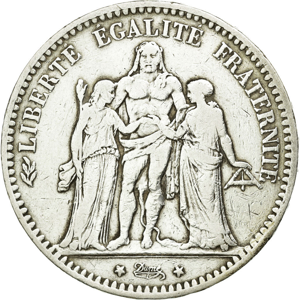 Coin, France, Hercule, 5 Francs, 1877, Paris, VF(30-35), Silver, KM:820.1
