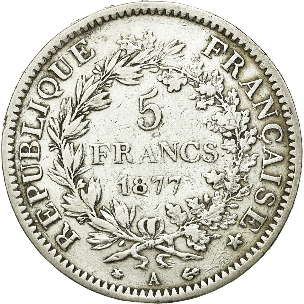 Coin, France, Hercule, 5 Francs, 1877, Paris, VF(30-35), Silver, KM:820.1