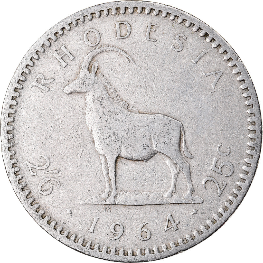 Moneda, Rodesia, Elizabeth II, 2-1/2 Shillings = 25 Cents, 1964, British Royal