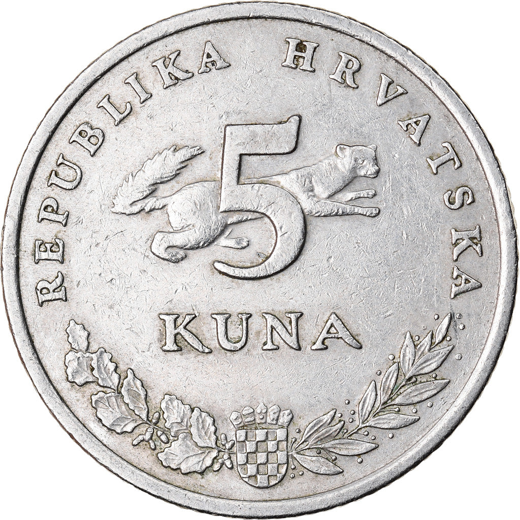 Moeda, Croácia, 5 Kuna, 1993, EF(40-45), Cobre-Níquel-Zinco, KM:11
