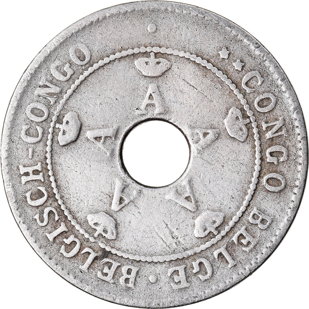 Coin, Belgian Congo, 10 Centimes, 1925, Heaton, EF(40-45), Copper-nickel, KM:18