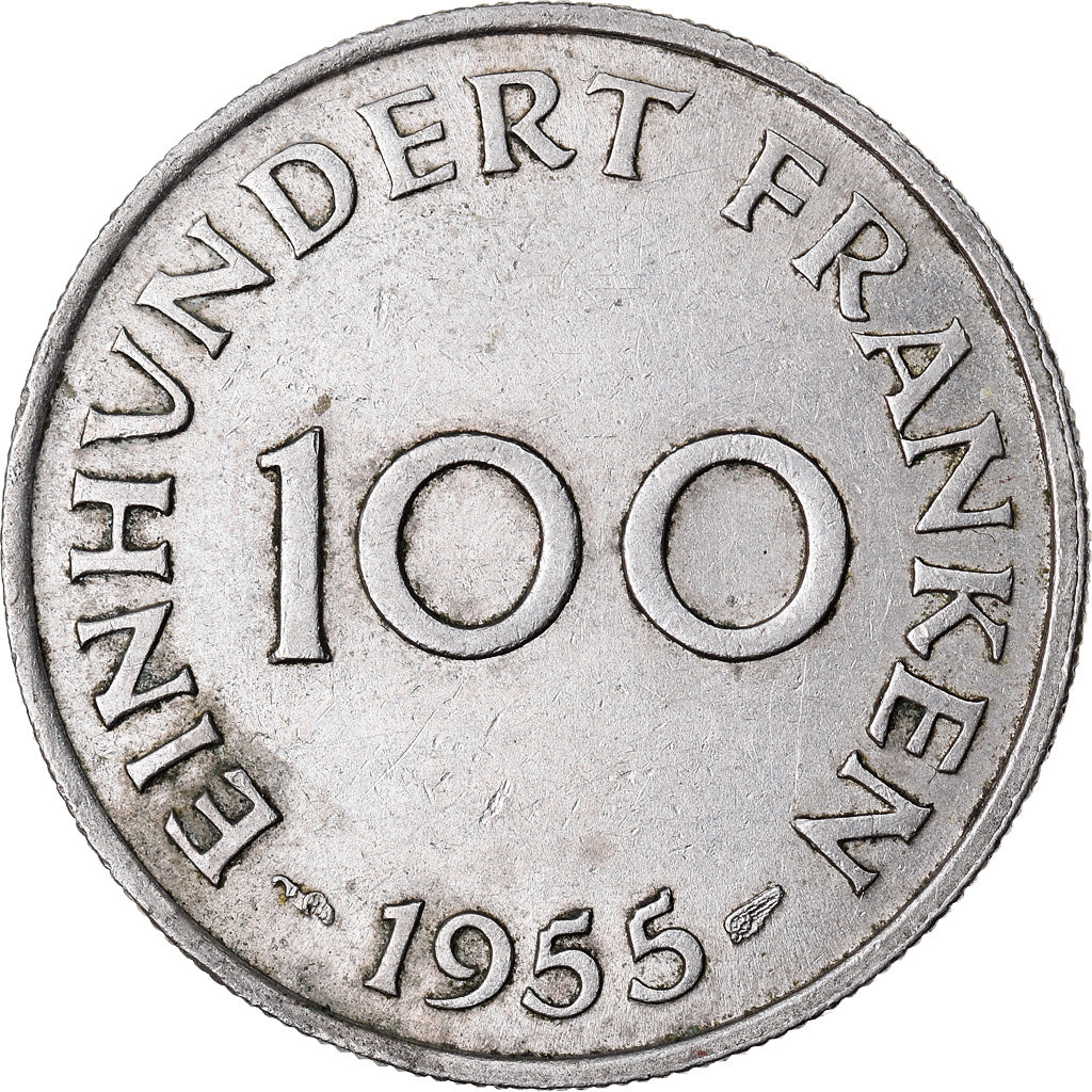 Moneta, SAARLAND, 100 Franken, 1955, Paris, BB, Rame-nichel, KM:4