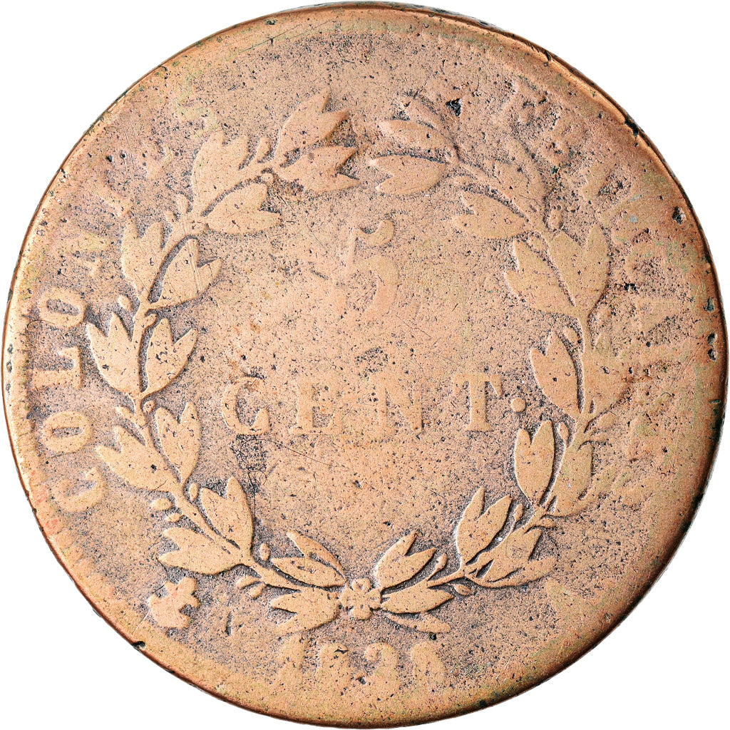 Moeda, COLÓNIAS FRANCESAS, Charles X, 5 Centimes, 1828, Paris, VF(20-25)