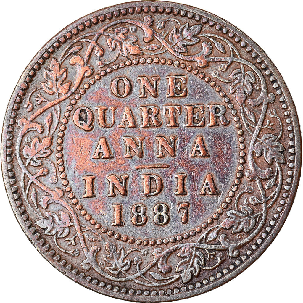 Coin, INDIA-BRITISH, Victoria, 1/4 Anna, 1887, VF(30-35), Copper, KM:486