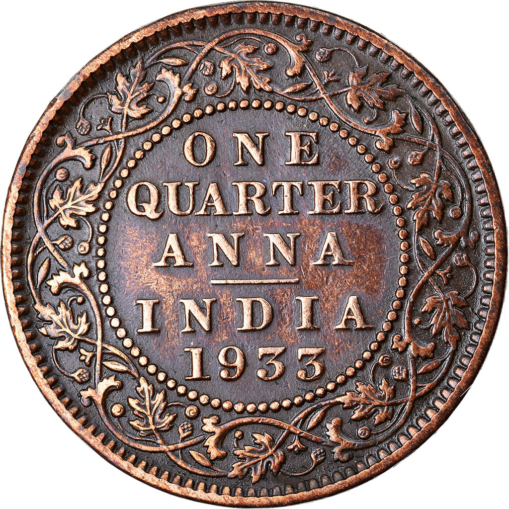 Monnaie, INDIA-BRITISH, George V, 1/4 Anna, 1933, Bombay, TTB, Bronze, KM:512