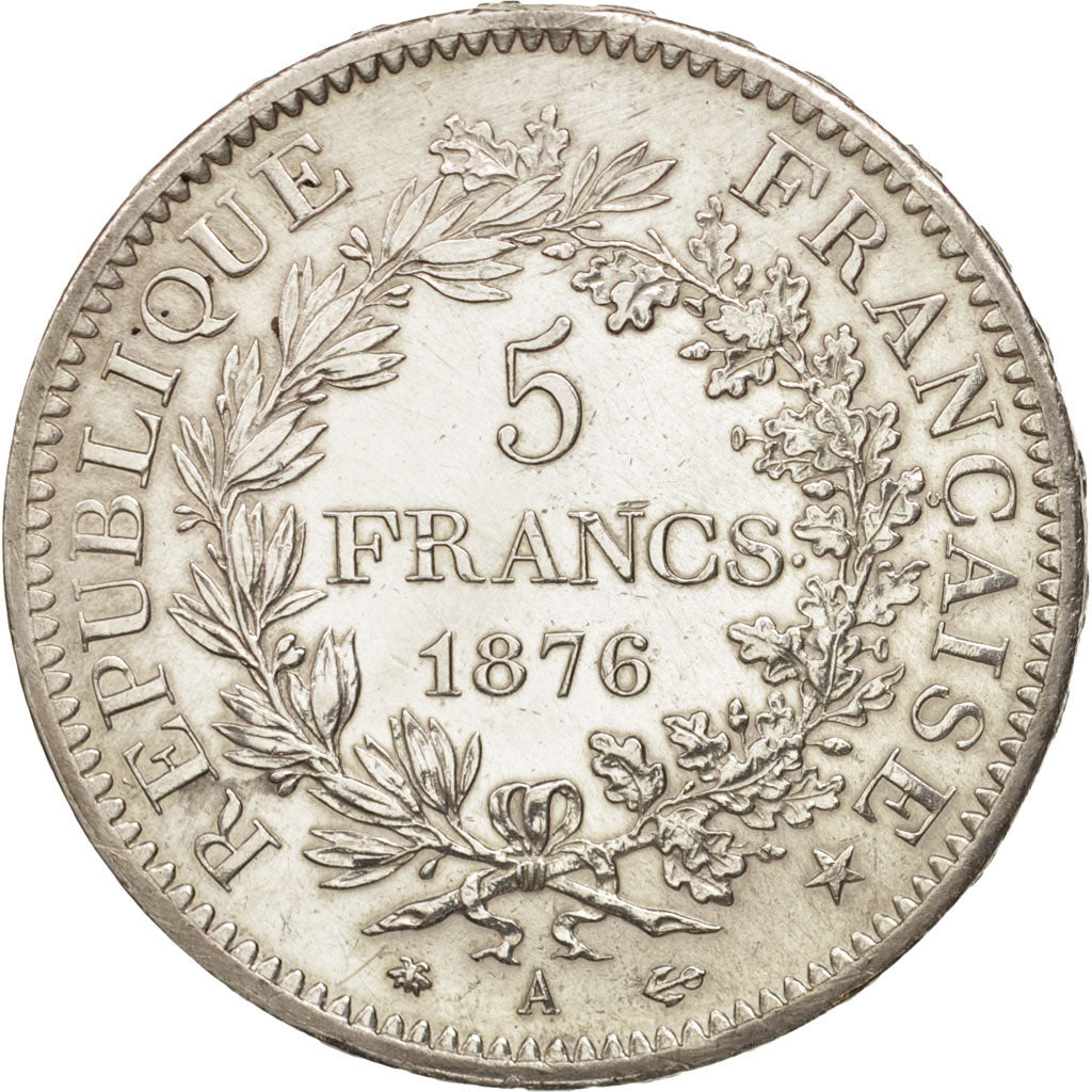 Münze, Frankreich, Hercule, 5 Francs, 1876, Paris, SS+, Silber, KM:820.1