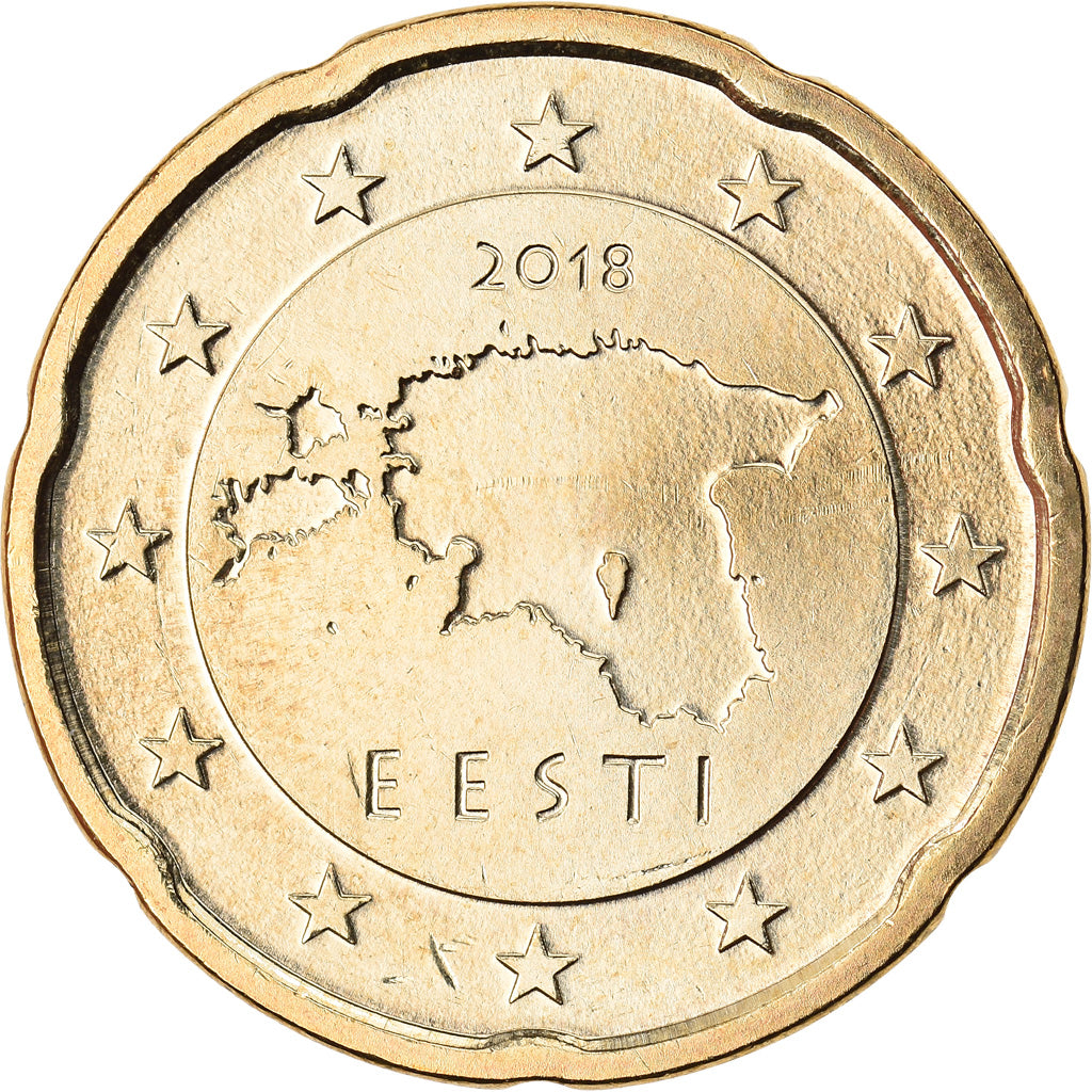 Estonia, 20 Euro Cent, 2018, UNZ, Messing, KM:New