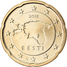 Estonia, 20 Euro Cent, 2018, UNZ, Messing, KM:New