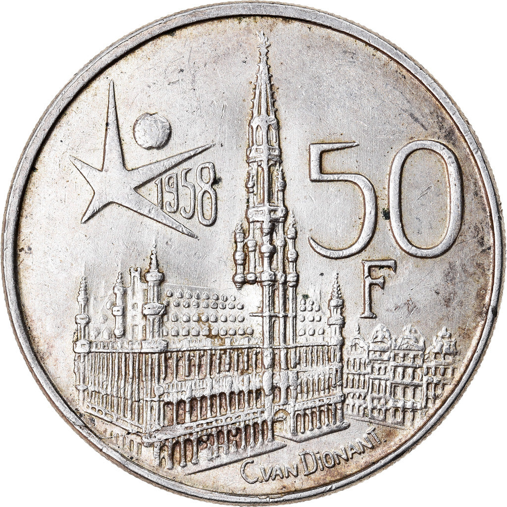 Coin, Belgium, 50 Francs, 50 Frank, 1958, EF(40-45), Silver, KM:150.1