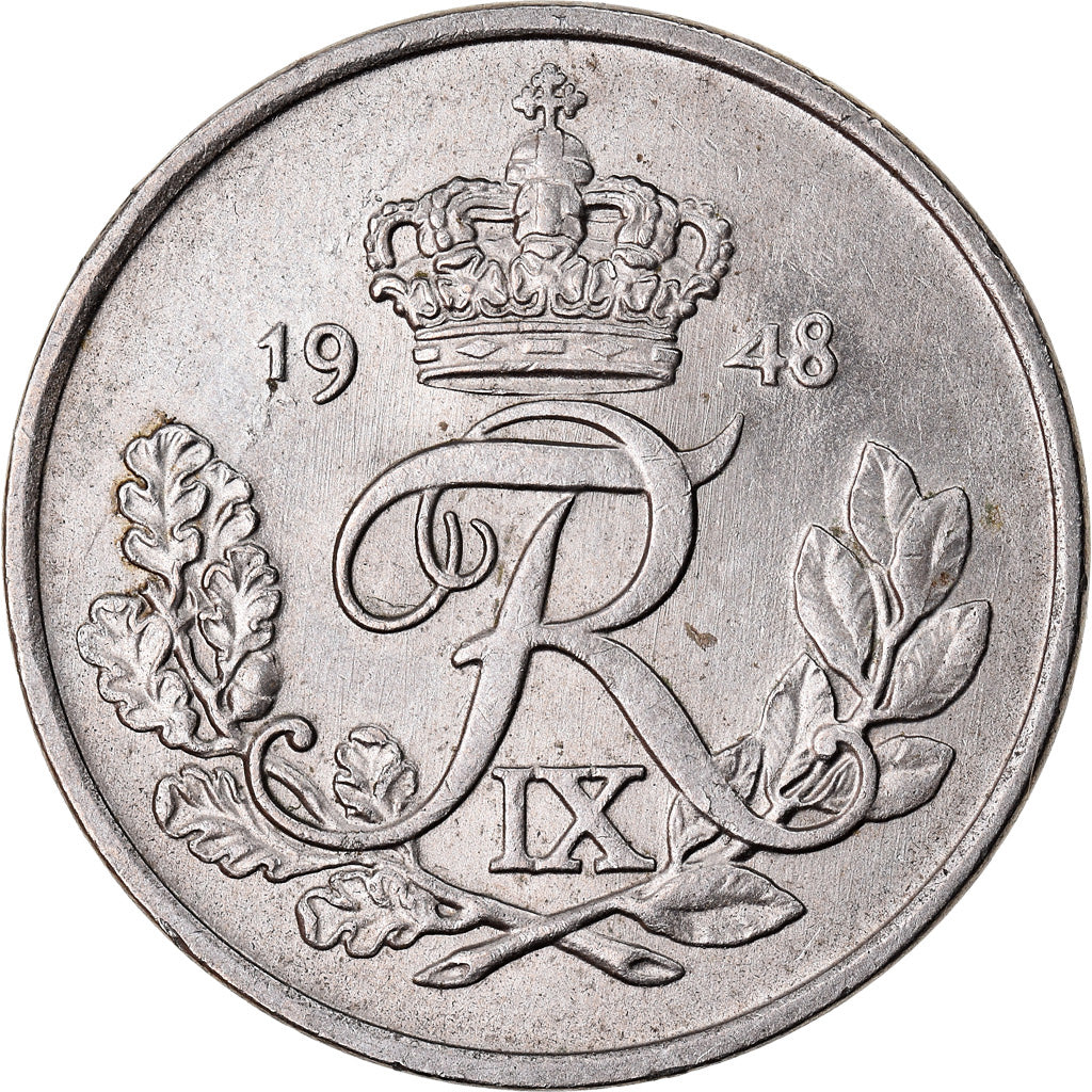 Münze, Dänemark, Frederik IX, 25 Öre, 1948, Copenhagen, SS+, Copper-nickel