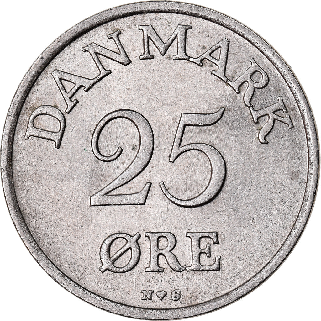 Münze, Dänemark, Frederik IX, 25 Öre, 1948, Copenhagen, SS+, Copper-nickel