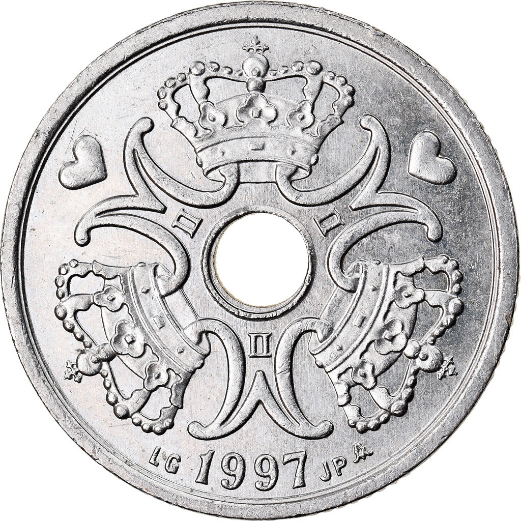 Coin, Denmark, Margrethe II, 2 Kroner, 1997, Copenhagen, AU(55-58)
