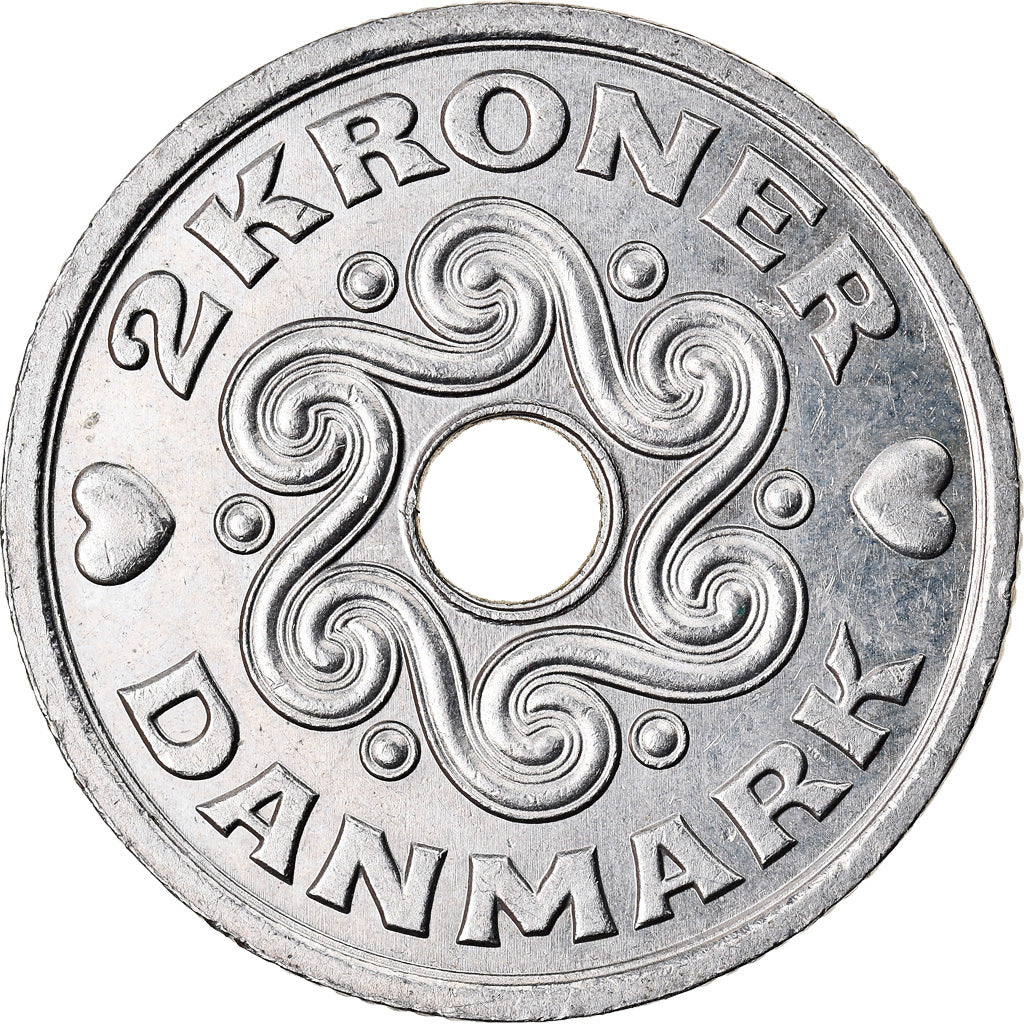 Coin, Denmark, Margrethe II, 2 Kroner, 1997, Copenhagen, AU(55-58)
