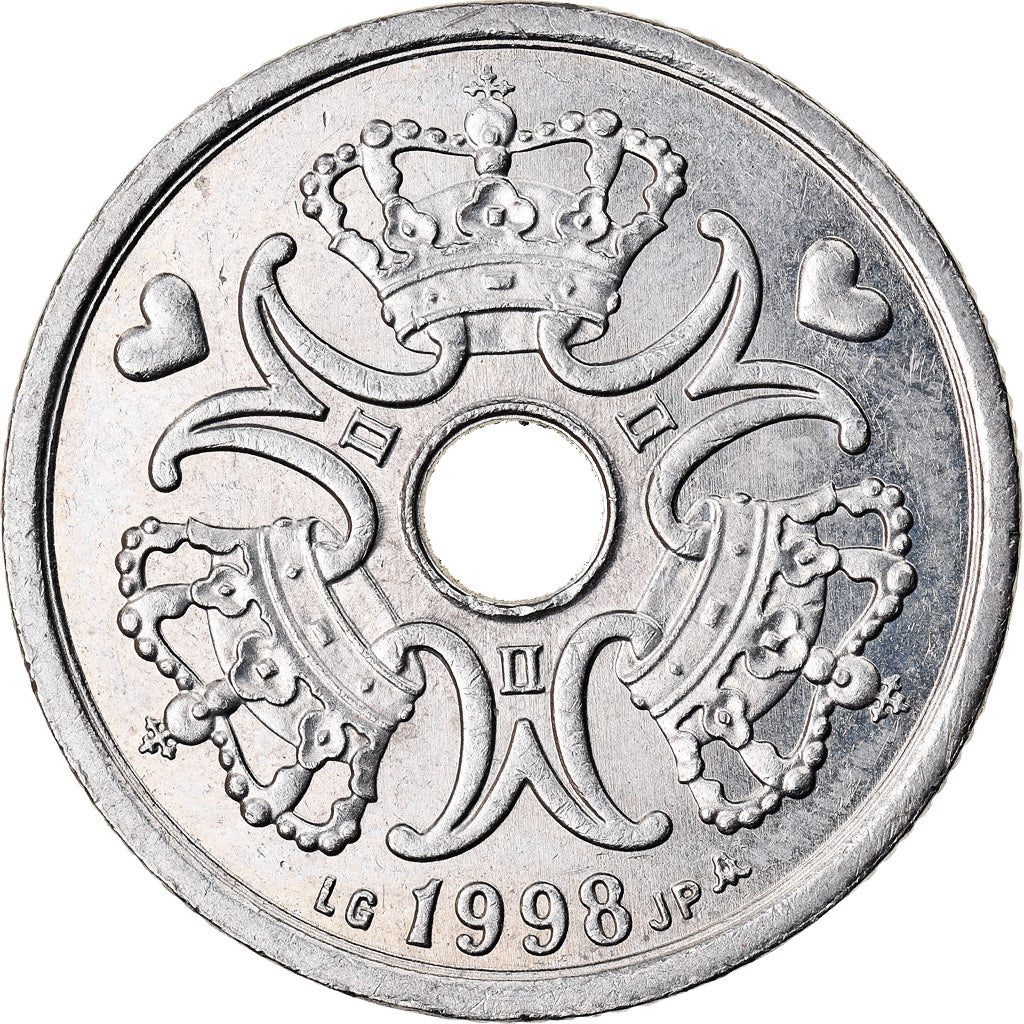 Moeda, Dinamarca, Margrethe II, 2 Kroner, 1998, Copenhagen, AU(50-53)