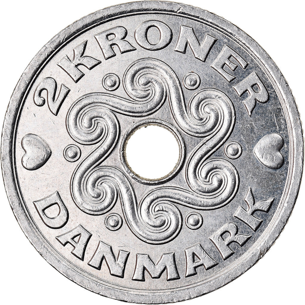 Moeda, Dinamarca, Margrethe II, 2 Kroner, 1998, Copenhagen, AU(50-53)
