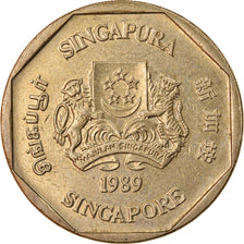 Moeda, Singapura, Dollar, 1989, British Royal Mint, AU(50-53), Alumínio-Bronze