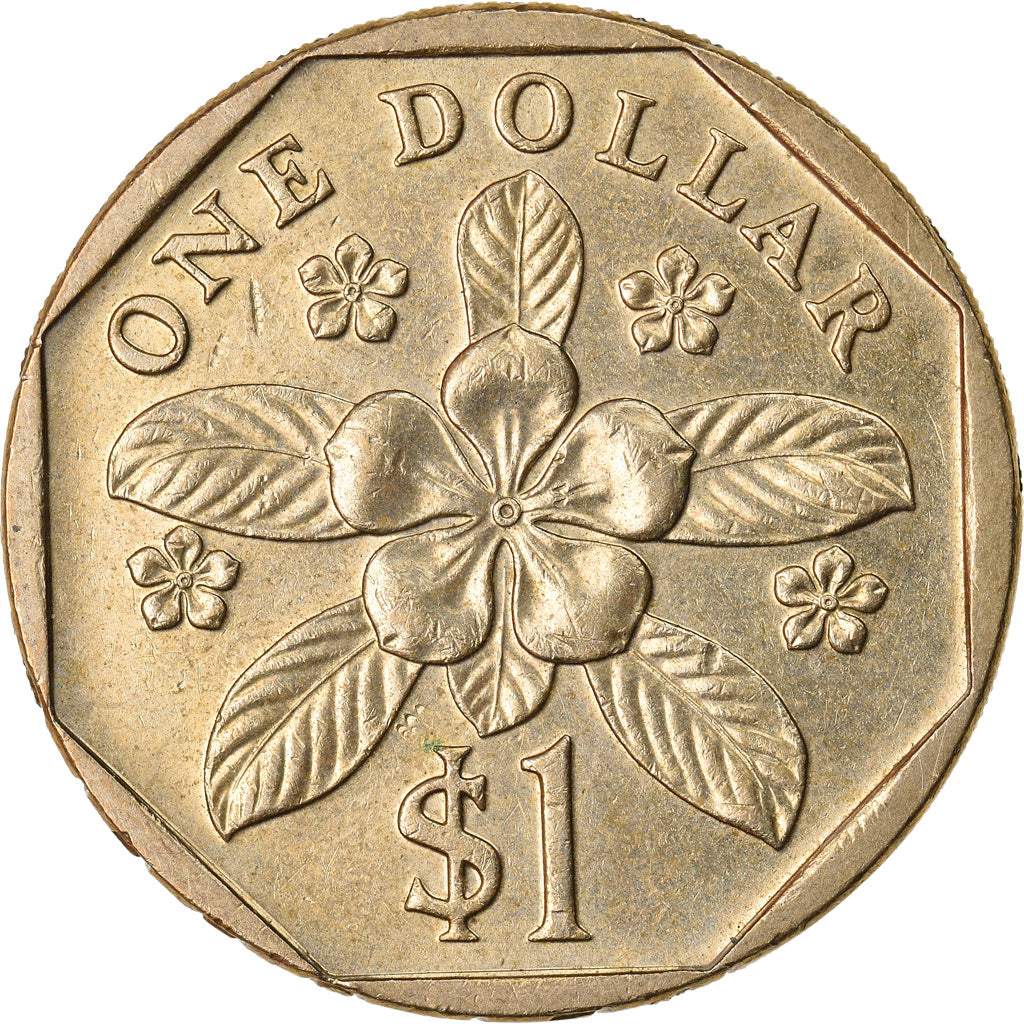 Moeda, Singapura, Dollar, 1989, British Royal Mint, AU(50-53), Alumínio-Bronze