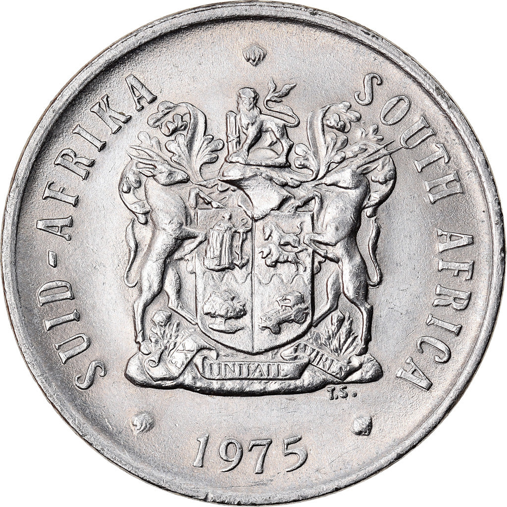 Coin, South Africa, 20 Cents, 1975, EF(40-45), Nickel, KM:86