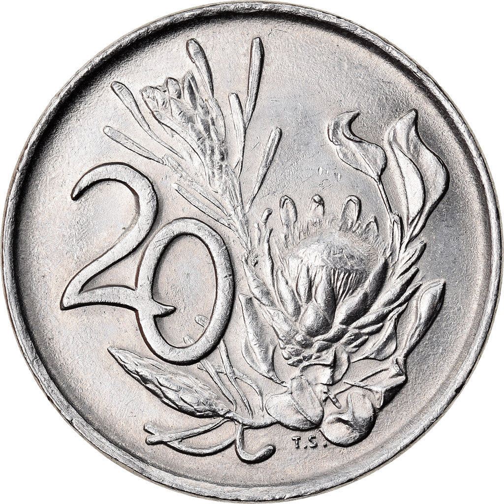 Coin, South Africa, 20 Cents, 1975, EF(40-45), Nickel, KM:86