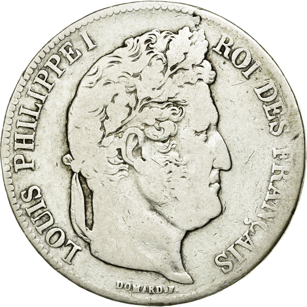 Moneda, Francia, Louis-Philippe, 5 Francs, 1840, Rouen, BC+, Plata, KM:749.2
