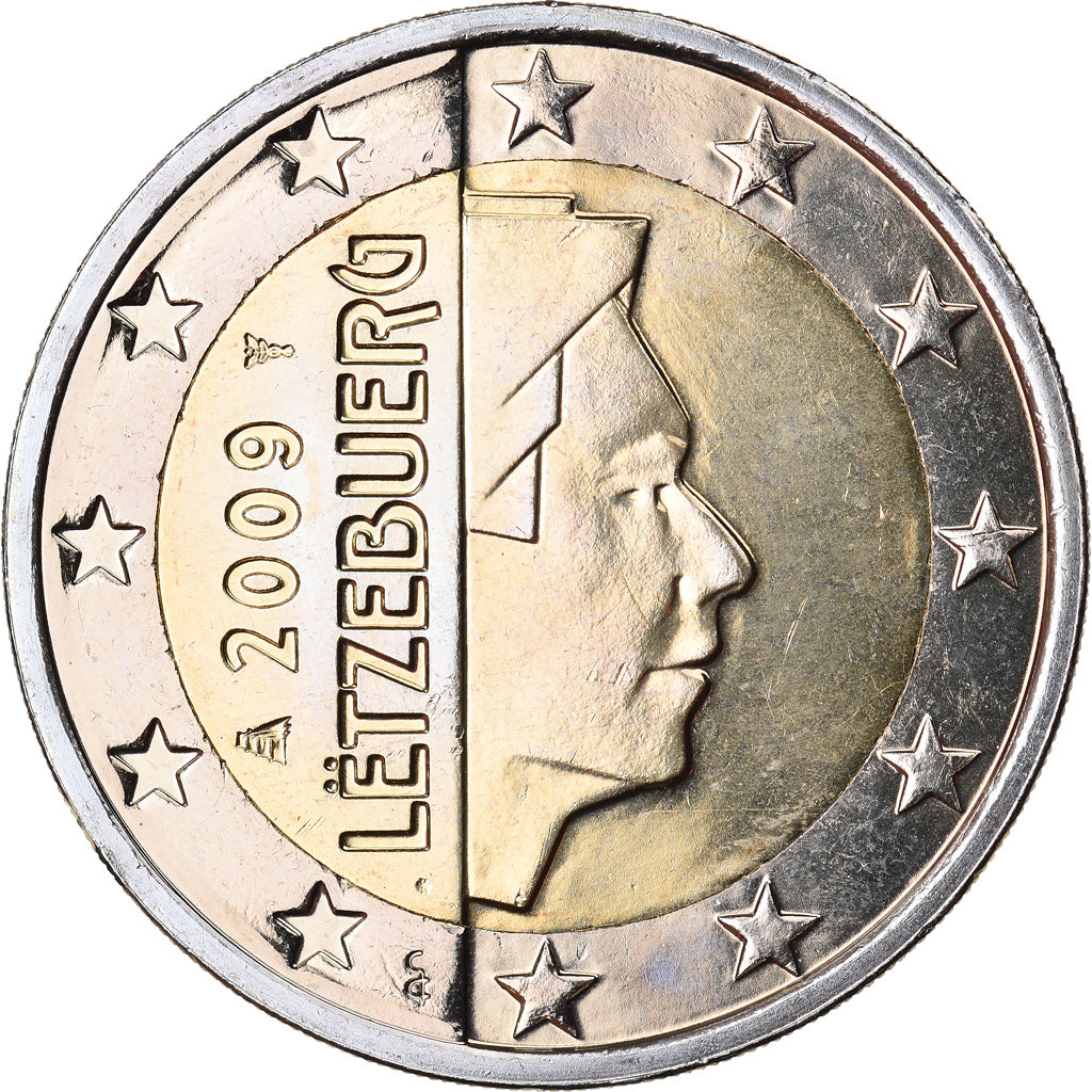 Luxemburgo, 2 Euro, 2009, MS(63), Bimetálico, KM:93