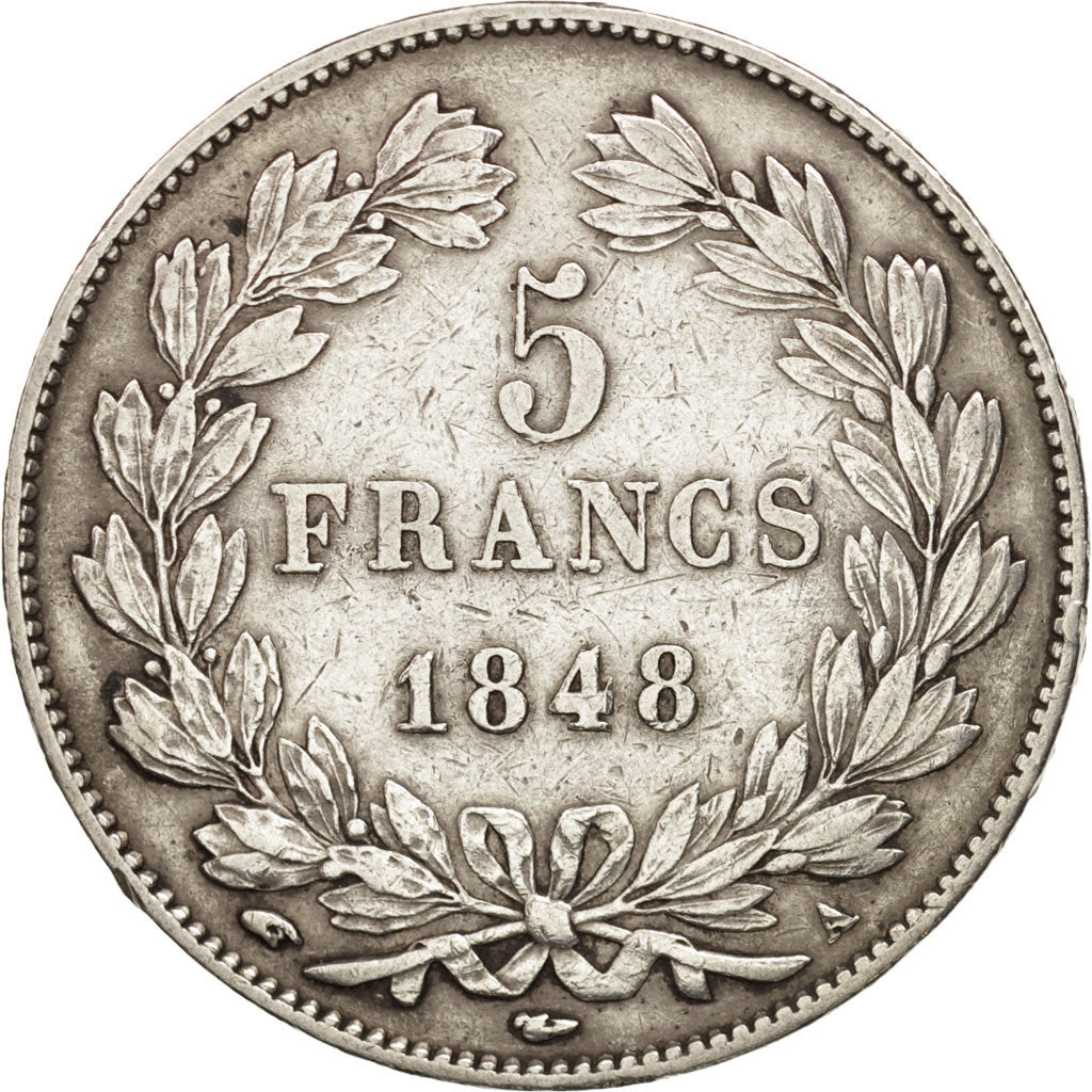 France,Louis-Philippe,5 Francs, 848,Paris,EF(40-45),Silver,KM:749.1,Gadoury 678a