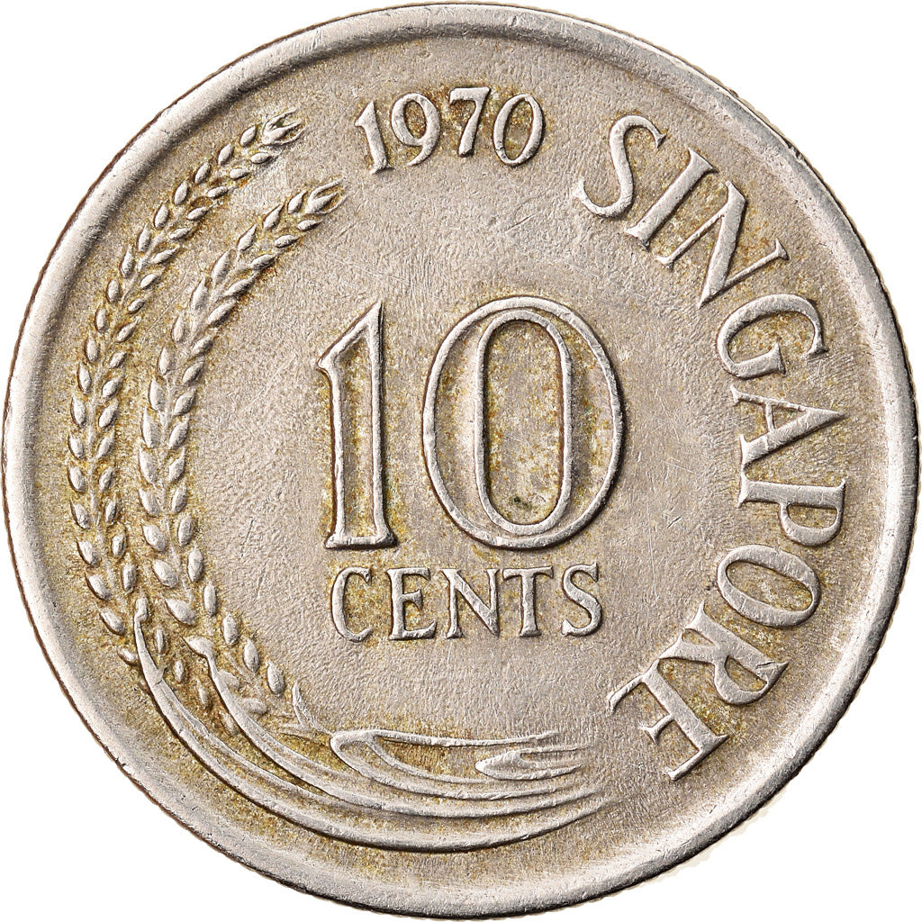Moneta, Singapur, 10 Cents, 1970, Singapore Mint, EF(40-45), Miedź-Nikiel, KM:3