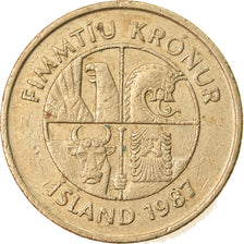 Coin, Iceland, 50 Kronur, 1987, EF(40-45), Nickel-brass, KM:31