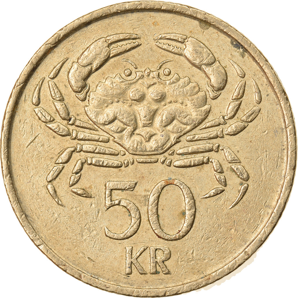 Coin, Iceland, 50 Kronur, 1987, EF(40-45), Nickel-brass, KM:31