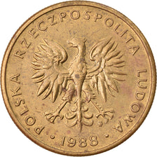 Monnaie, Pologne, 5 Zlotych, 1988, Warsaw, TTB, Laiton, KM:81.2