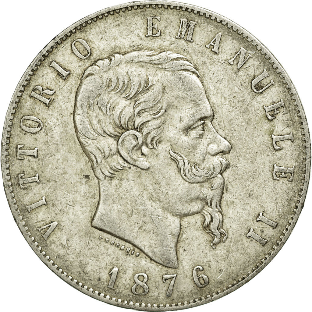 Münze, Italien, Vittorio Emanuele II, 5 Lire, 1876, Rome, SS, Silber, KM:8.4