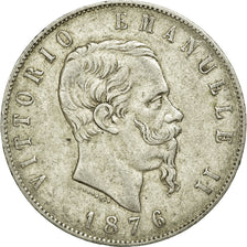 Münze, Italien, Vittorio Emanuele II, 5 Lire, 1876, Rome, SS, Silber, KM:8.4