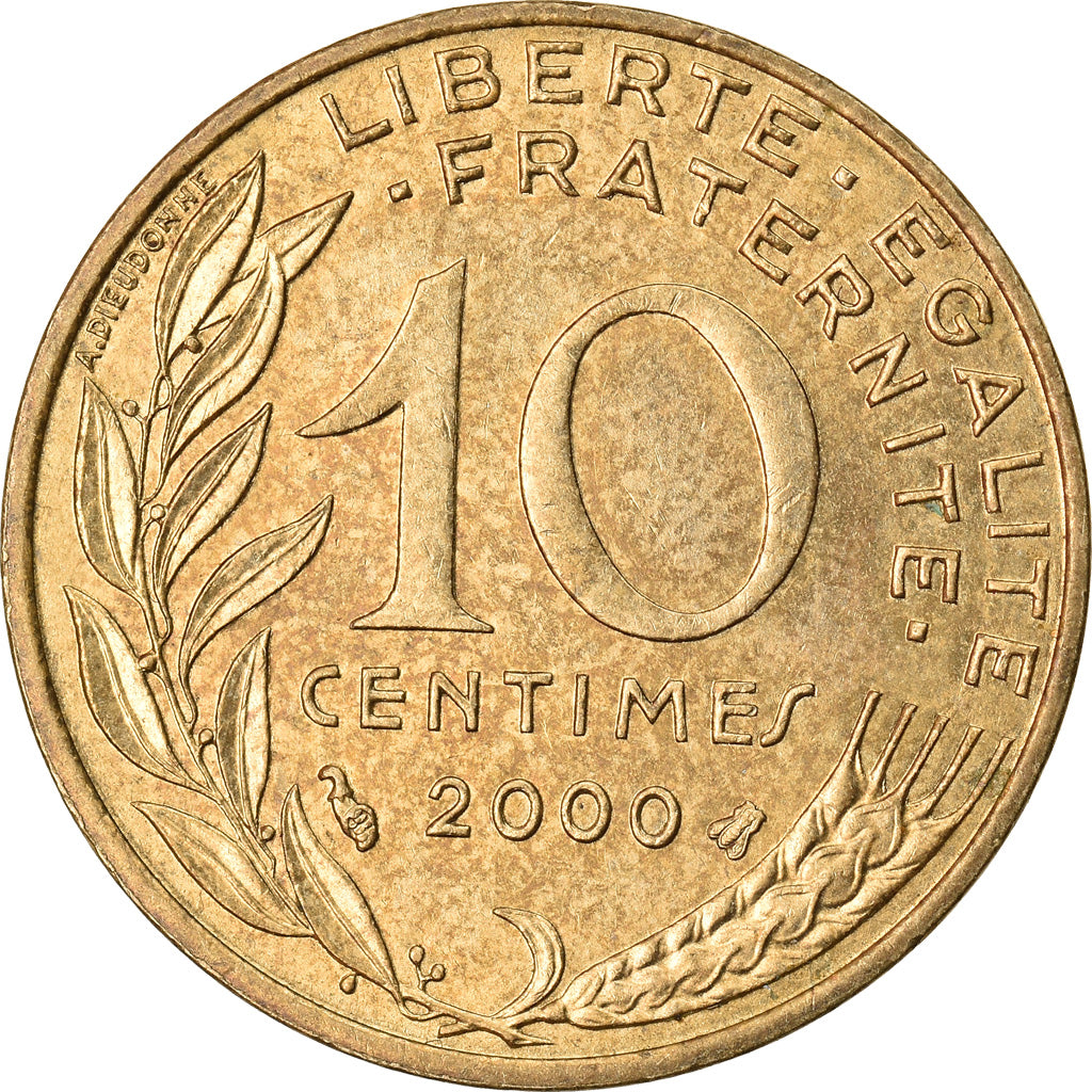 Munten, Frankrijk, Marianne, 10 Centimes, 2000, Paris, ZF, Aluminum-Bronze
