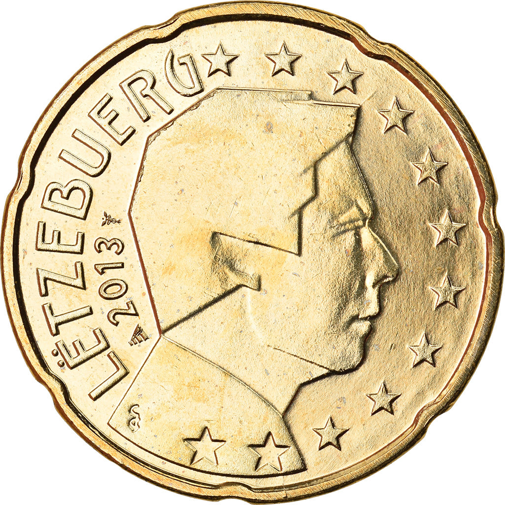 Luxembourg, 20 Euro Cent, 2013, MS(63), Brass, KM:New