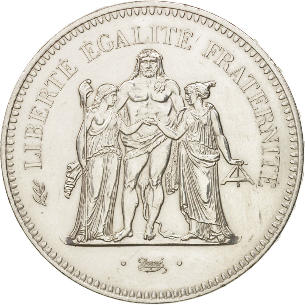 France, Hercule, 50 Francs, 1975, Paris, AU(55-58), Silver, KM:941.1,Gadoury 882