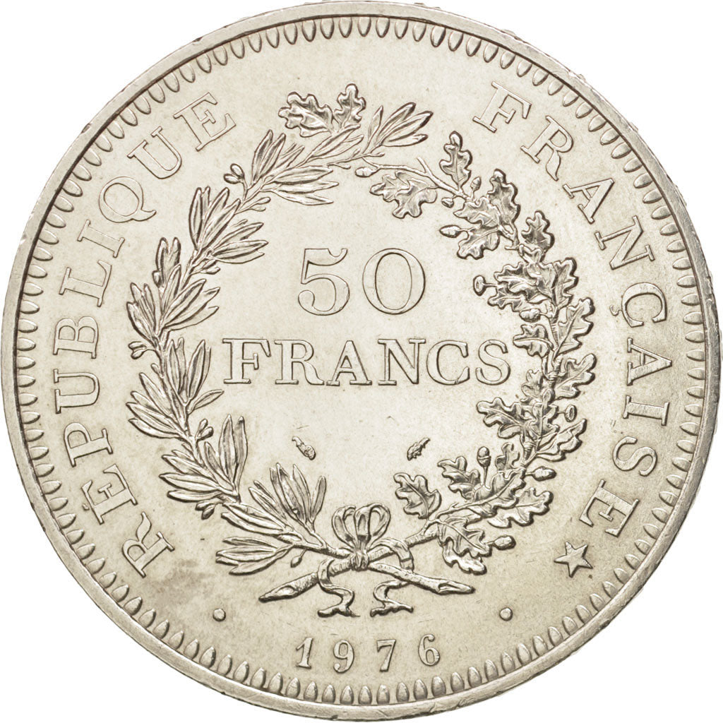 Coin, France, Hercule, 50 Francs, 1976, Paris, AU(55-58), Silver, KM:941.1