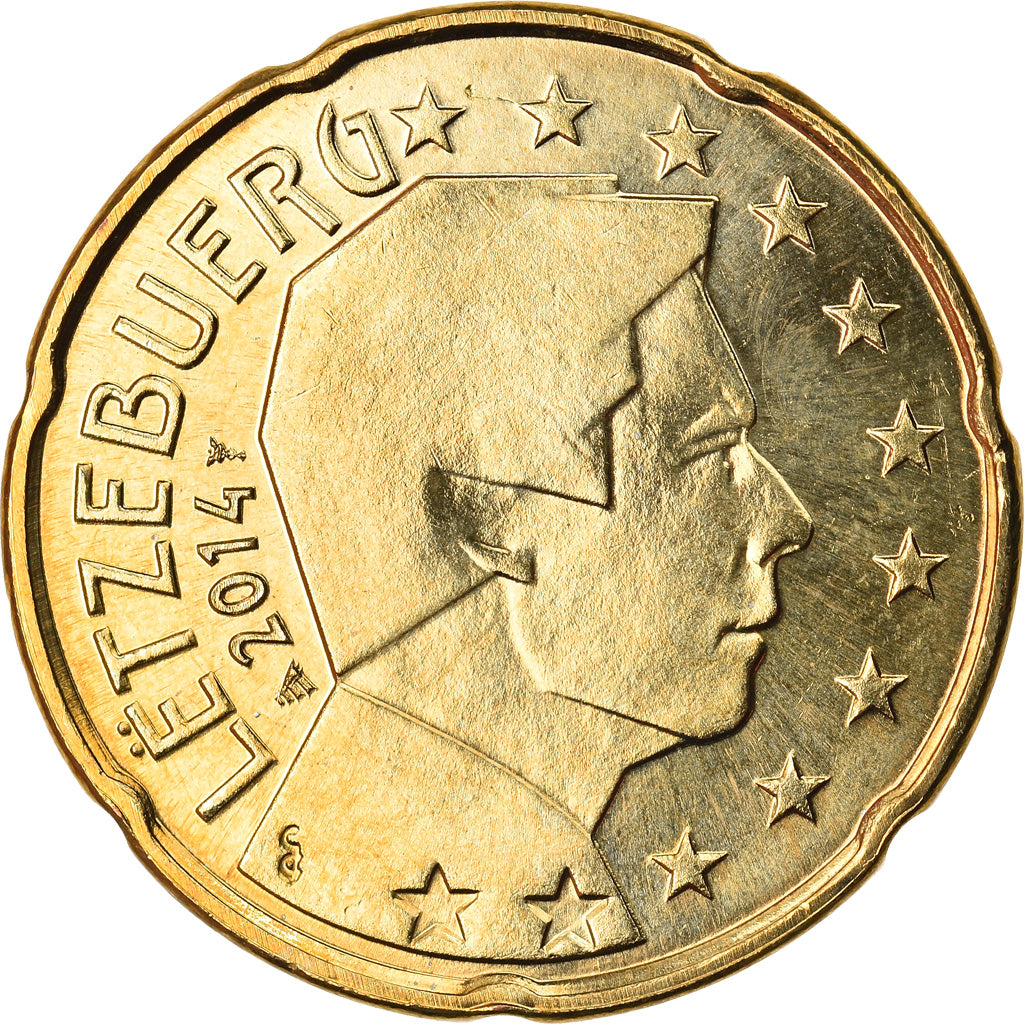 Luxemburgo, 20 Euro Cent, 2014, MS(63), Latão, KM:New