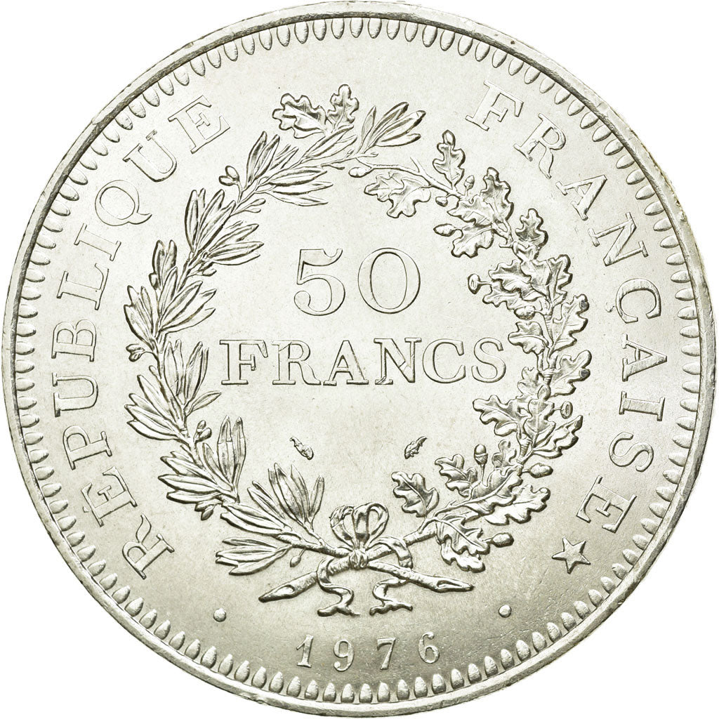 Münze, Frankreich, Hercule, 50 Francs, 1976, Paris, VZ, Silber, KM:941.1
